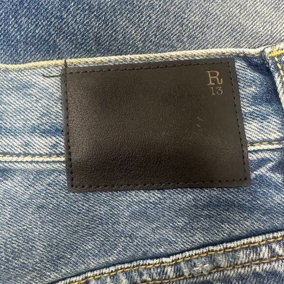 New R13 Marky Drop Short Jeans Size 24 Bain Wash Blue Denim Distressed Faded - Picture 10 of 16